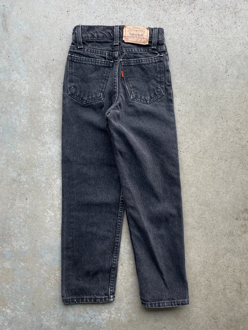 Vintage 90's Levi's 550 For Kids Black Jeans Tapered Slim Fit Size 8 [21x22]